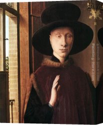Wife Canvas Paintings - Portrait of Giovanni Arnolfini and his Wife [detail 1] by Jan van Eyck
